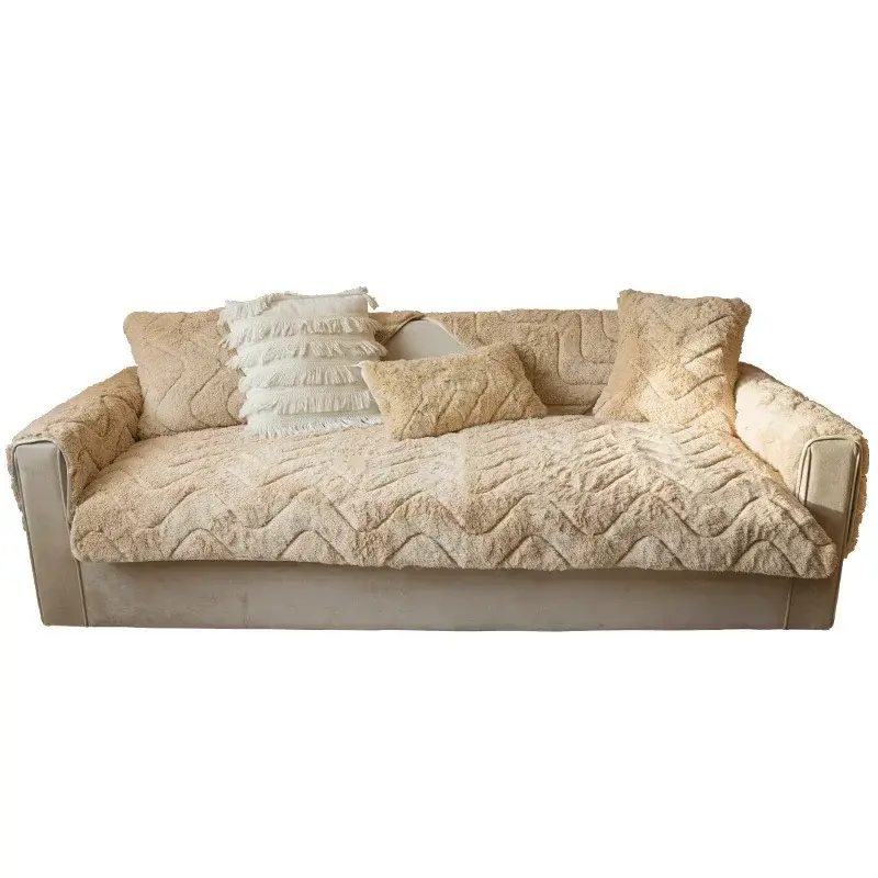 Winter Thick Plush Sofa Cushion New 2024 Cream Style Light Luxury Non Slip Cushion Universal L Sofa Couch Cover Cloth Pillowcase