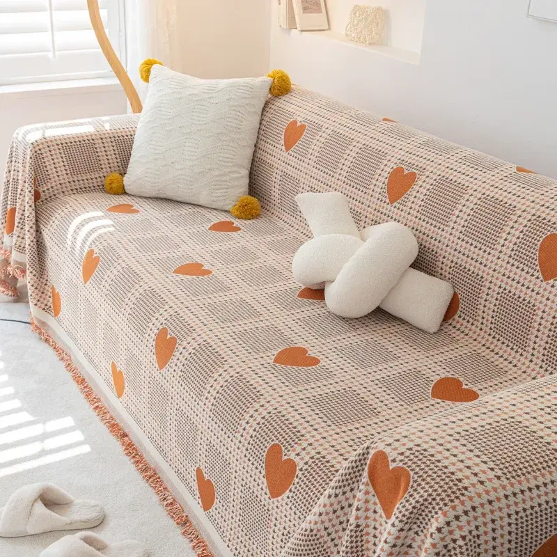 Sofa Towel Cover Cloth High Weight Skin Friendly Comfortable Soft Multi-purpose Blanket Cream Style Soft Color Tone Breathable