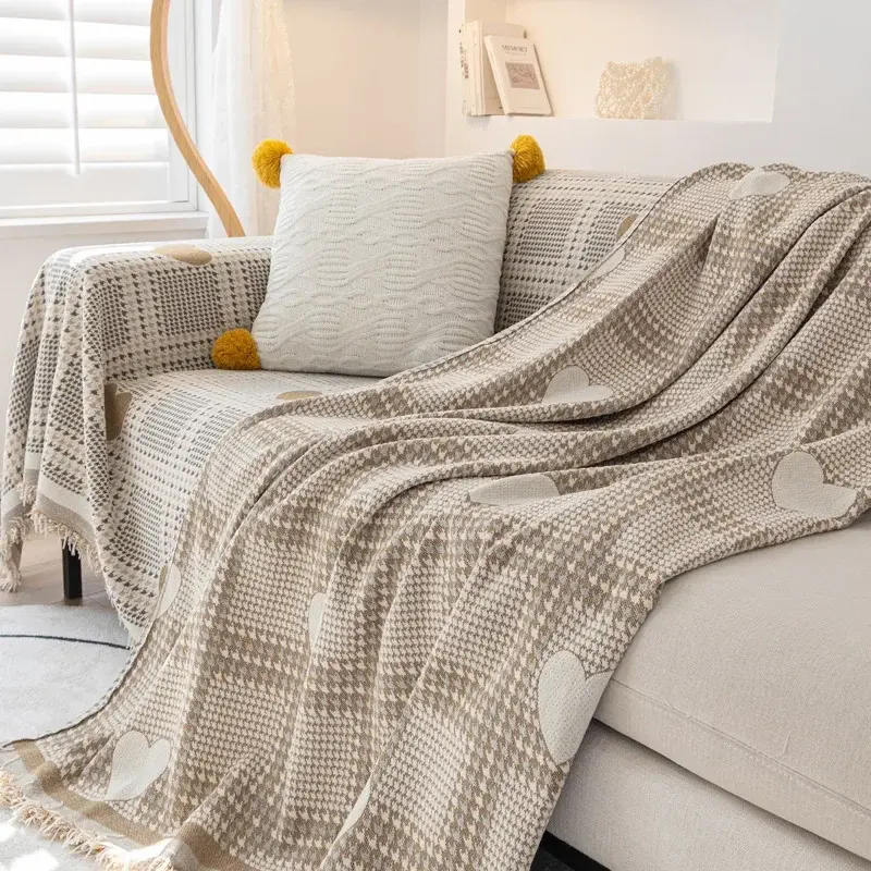 Sofa Towel Cover Cloth High Weight Skin Friendly Comfortable Soft Multi-purpose Blanket Cream Style Soft Color Tone Breathable