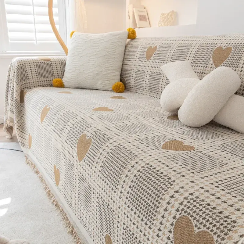 Sofa Towel Cover Cloth High Weight Skin Friendly Comfortable Soft Multi-purpose Blanket Cream Style Soft Color Tone Breathable