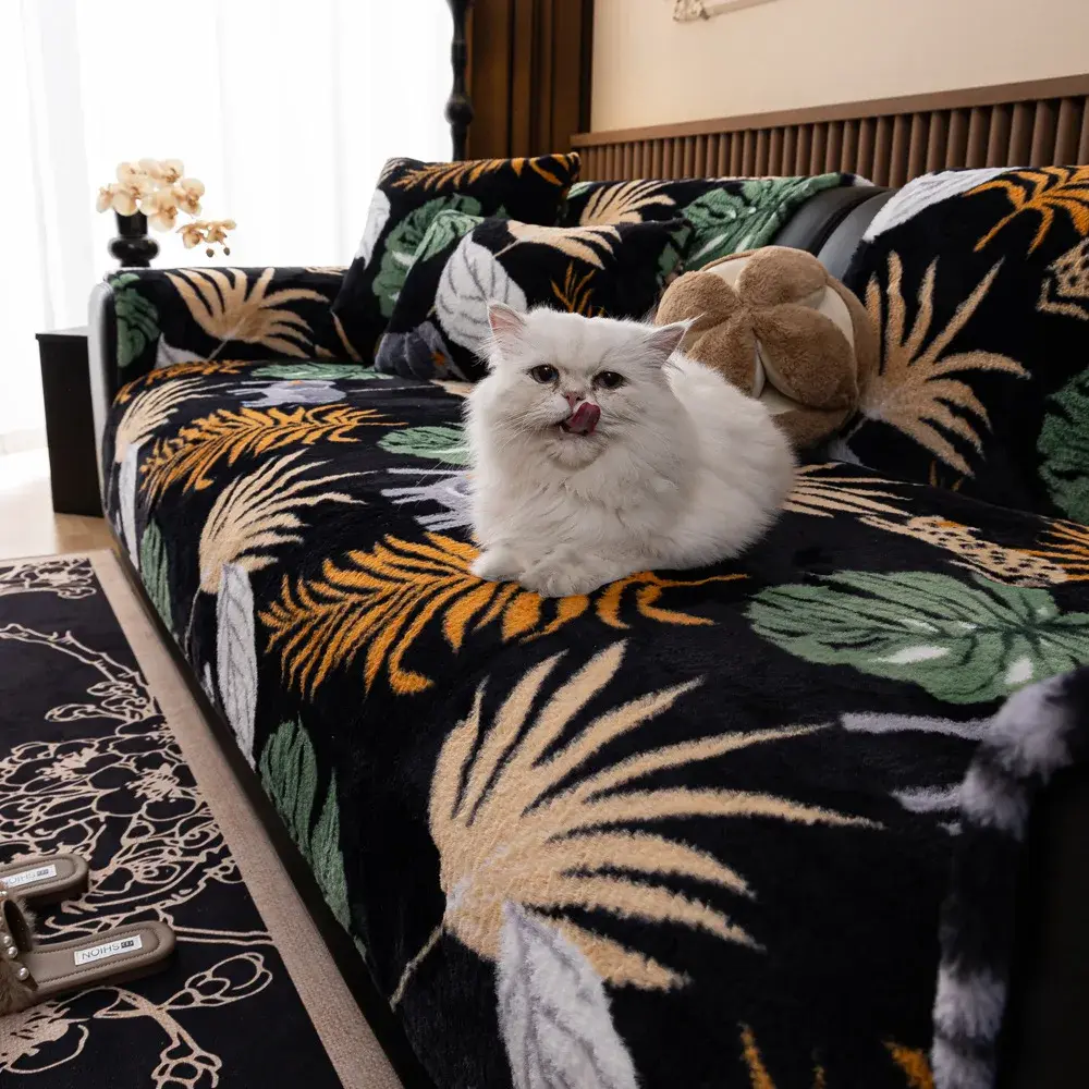 Living Home Non-slip Ethnic Style Sofa Cushion Couch Sofa Covers 2024 Winter Bohemia Slipcover Fleece Warm Sofa Mats Camping Mat