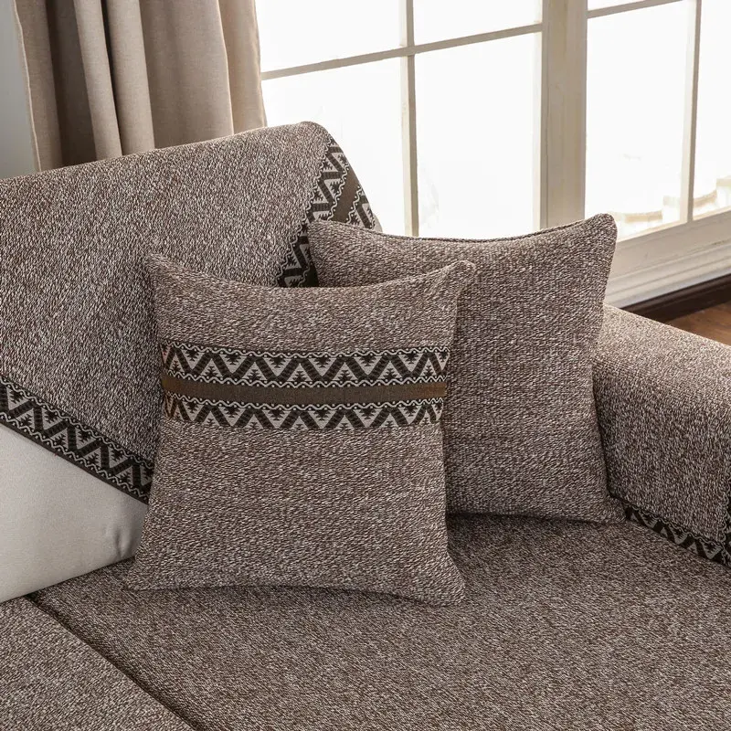 Cotton Braid Solid Color Sofa Cover Non-slip Sofa Cushion Home Simplicity Decoration for Living Room Combination Sofa Cushion