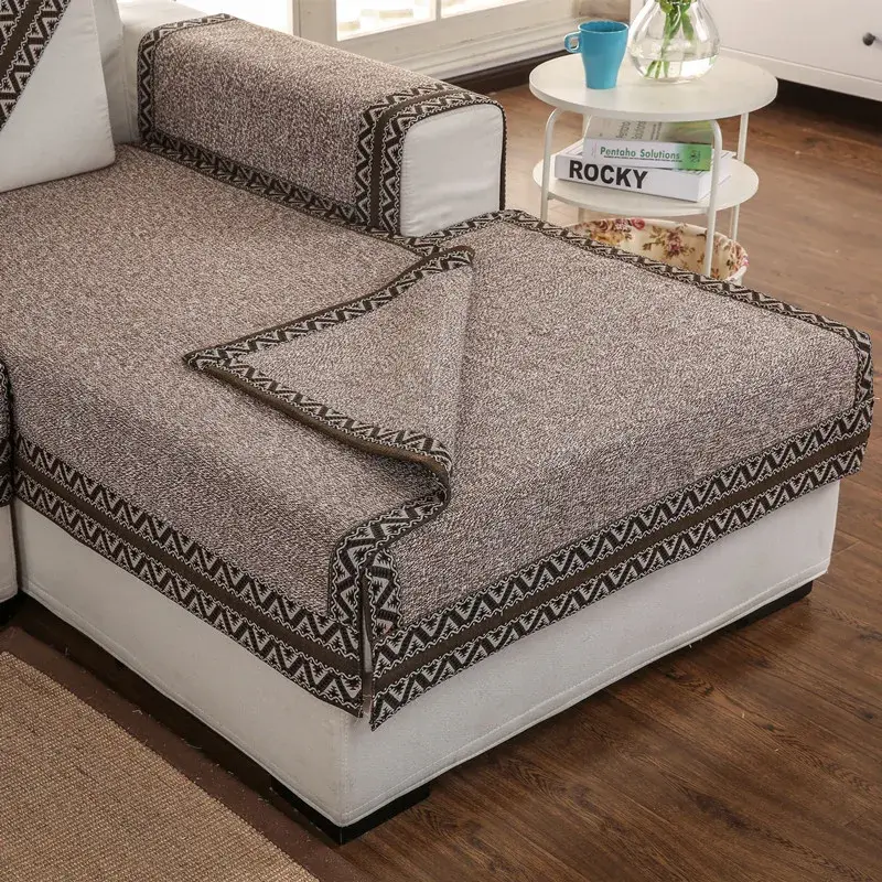 Cotton Braid Solid Color Sofa Cover Non-slip Sofa Cushion Home Simplicity Decoration for Living Room Combination Sofa Cushion
