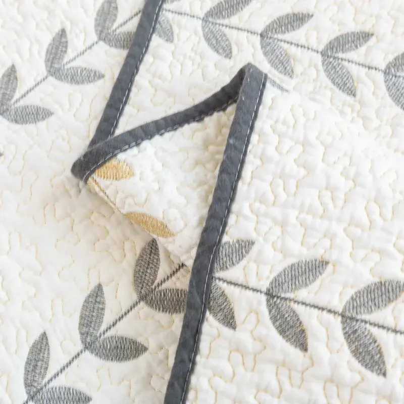 Pure Cotton Embroidery Leaf Sofa Cushion Cover Living Room Stripe Geometric Universal Sofa Cover Non-Slip Simplicity Couch Mat