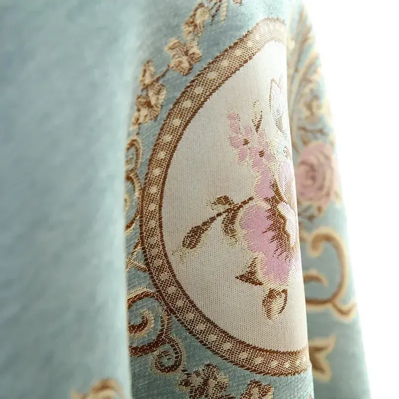 High-Grade Tassel Embroidery Table Cover European Chenille Yarn-Dyed Jacquard Round Table Cloth Classical Coffee Table Cloth