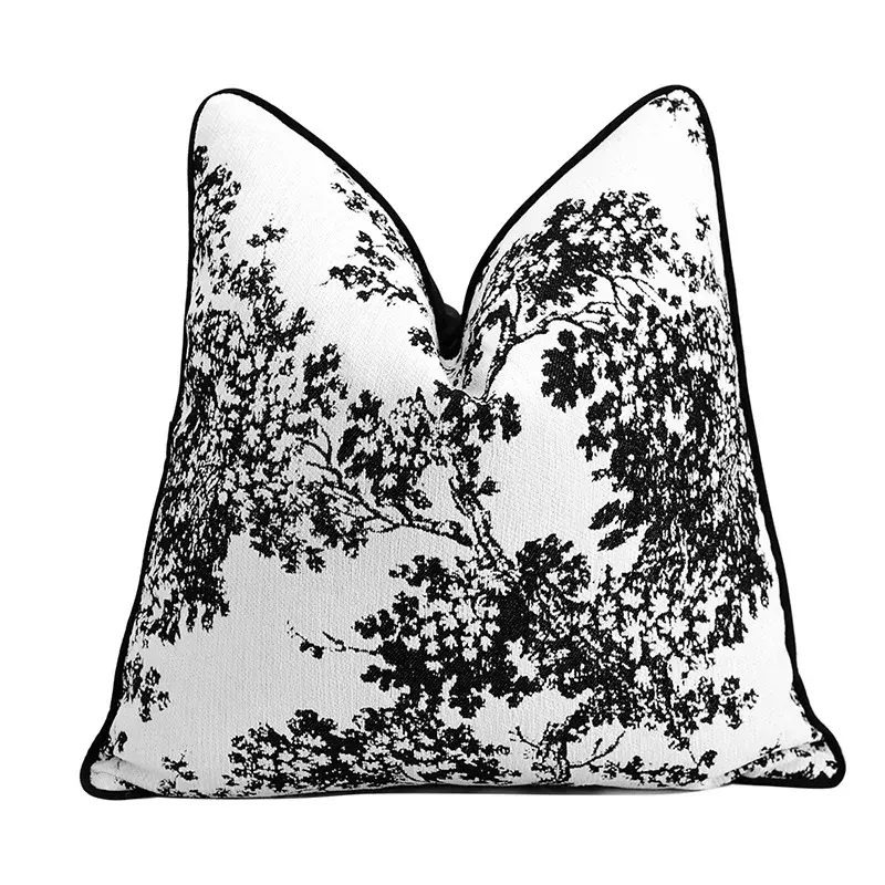 Black White Cushion Cover Luxury 30x50 45x45 50x50cm High-end Unique Design Pillow Cover Decorative for Livingroom Pillowcase