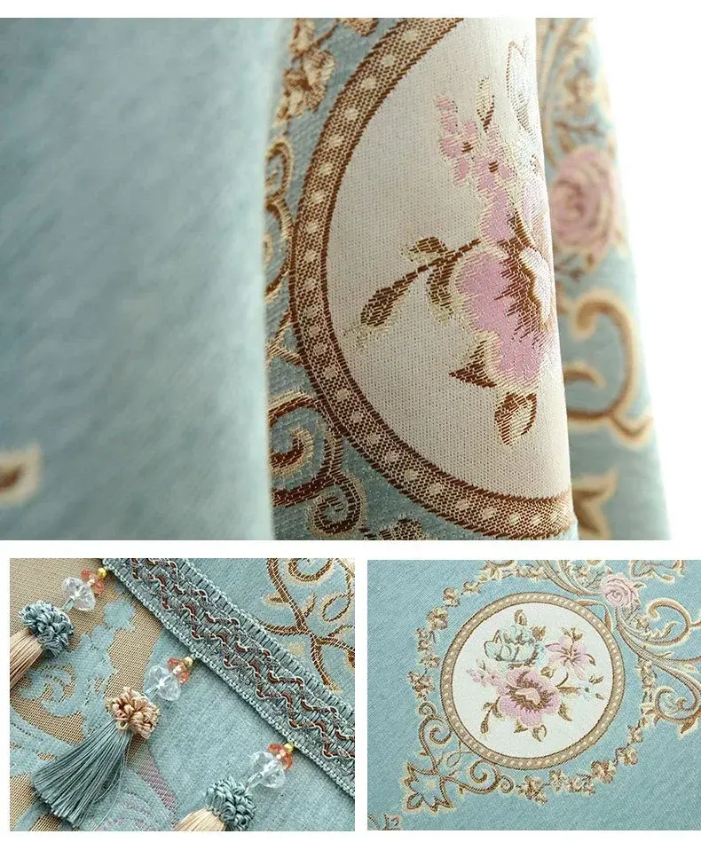High-Grade Tassel Embroidery Table Cover European Chenille Yarn-Dyed Jacquard Round Table Cloth Classical Coffee Table Cloth