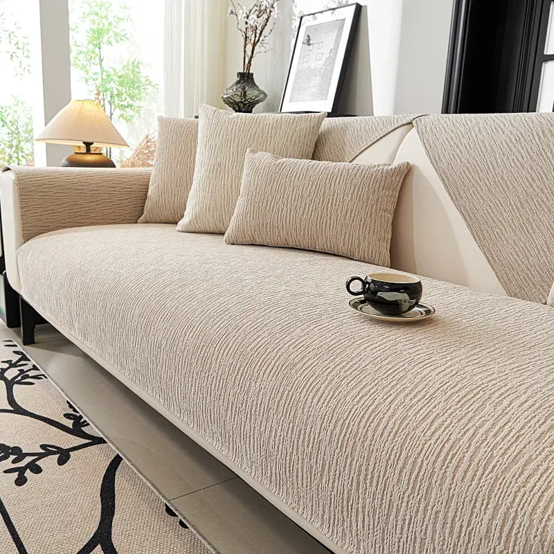 Four Seasons Universal Chenille Sofa Cover Solid Color Striped Sofa Mat NonSlip Couch Cushion Waterproof Cat Scratch Couch Cover