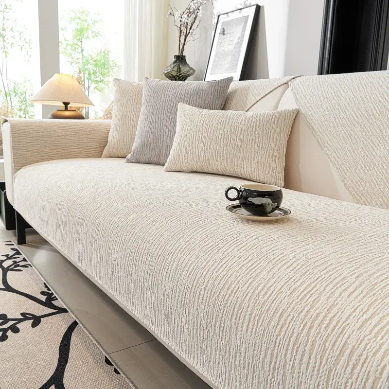 Four Seasons Universal Chenille Sofa Cover Solid Color Striped Sofa Mat NonSlip Couch Cushion Waterproof Cat Scratch Couch Cover