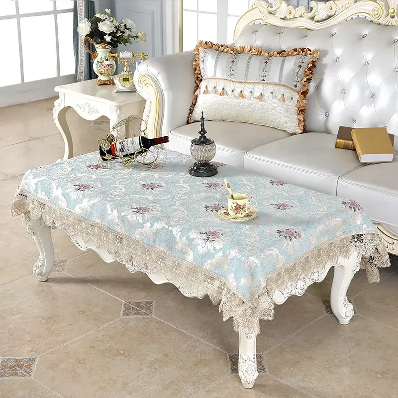 Designer Embroidered Lace Crochet Tablecloth Elegant European Rustic Floral Table Decoration Chair Cover Table Runner & Cloth