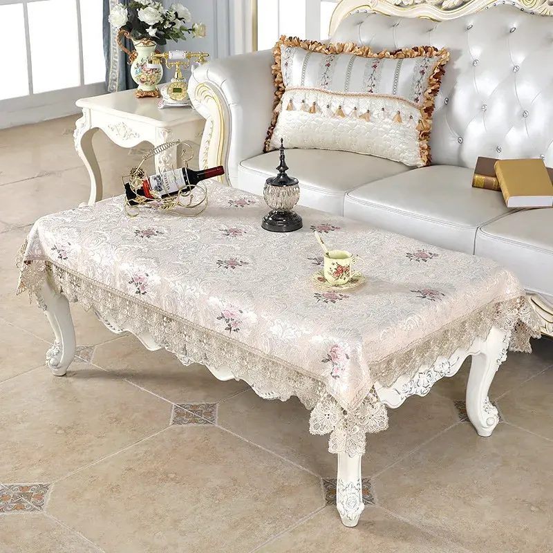 Designer Embroidered Lace Crochet Tablecloth Elegant European Rustic Floral Table Decoration Chair Cover Table Runner & Cloth