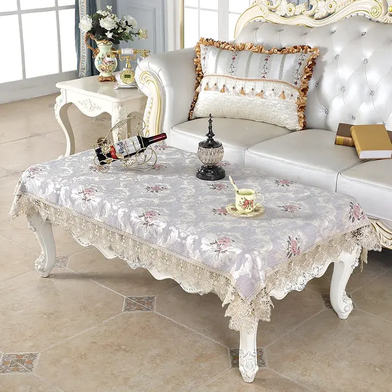Designer Embroidered Lace Crochet Tablecloth Elegant European Rustic Floral Table Decoration Chair Cover Table Runner & Cloth