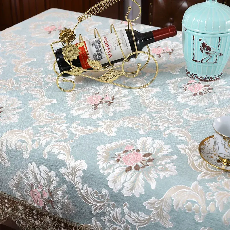 Designer Embroidered Lace Crochet Tablecloth Elegant European Rustic Floral Table Decoration Chair Cover Table Runner & Cloth