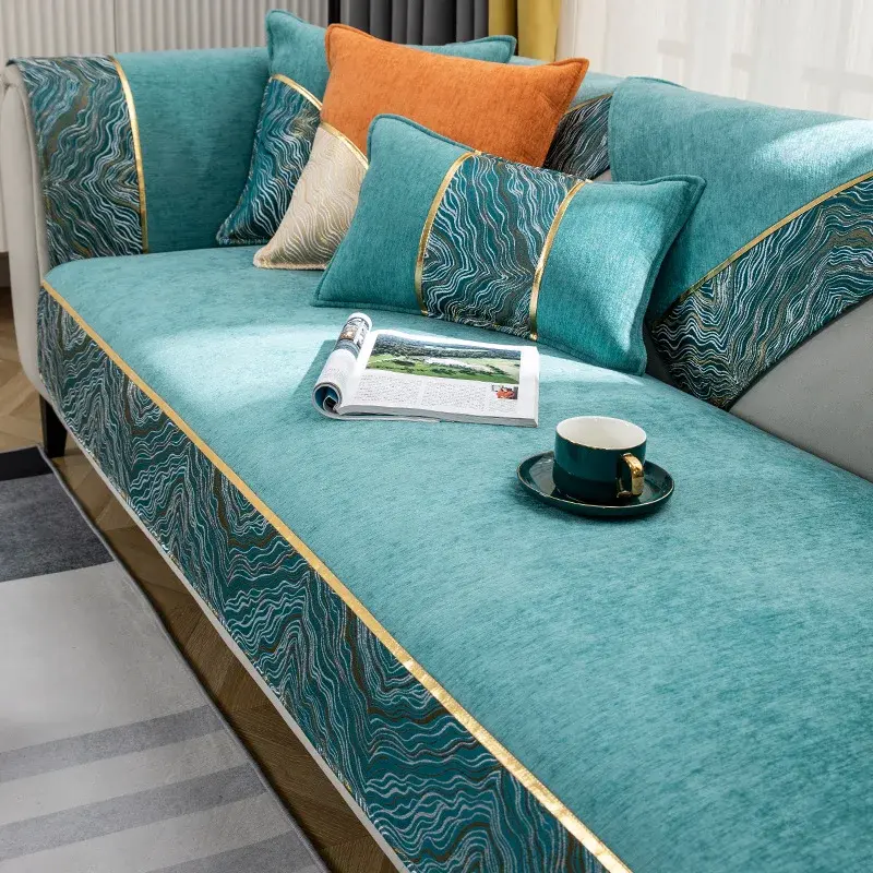 Marble Sofa Cover Slipcovers Non Slip Couch Chair Cover Sofa Towel 1/2/3/4-seater L Shape Corner Sofa Covers for Living Room