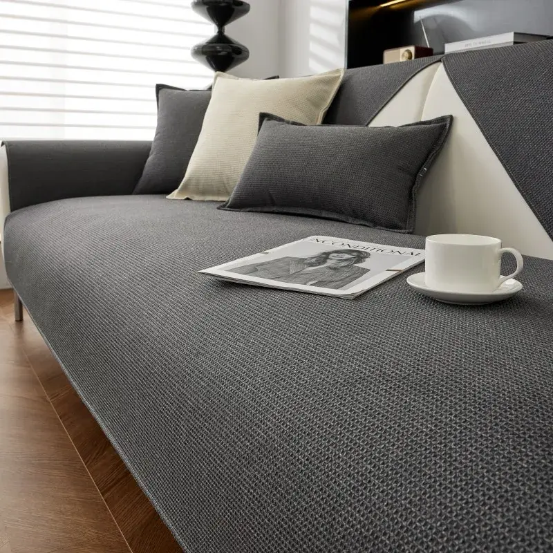 New Sofa Cover Waterproof Sofa Cushion Four Seasons Universal Solid Color Waffle Sofa Cover Skin Friendly Non-slip Couch Cushion