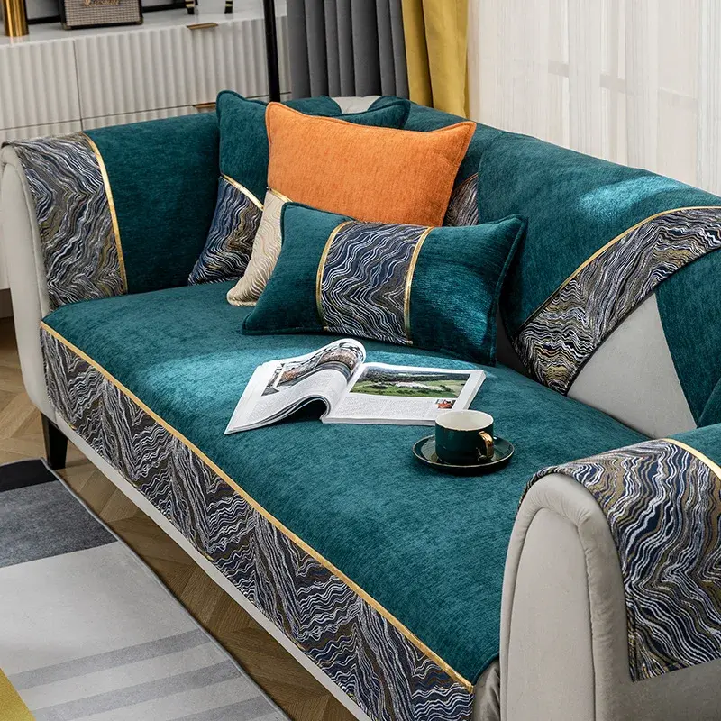 Marble Sofa Cover Slipcovers Non Slip Couch Chair Cover Sofa Towel 1/2/3/4-seater L Shape Corner Sofa Covers for Living Room