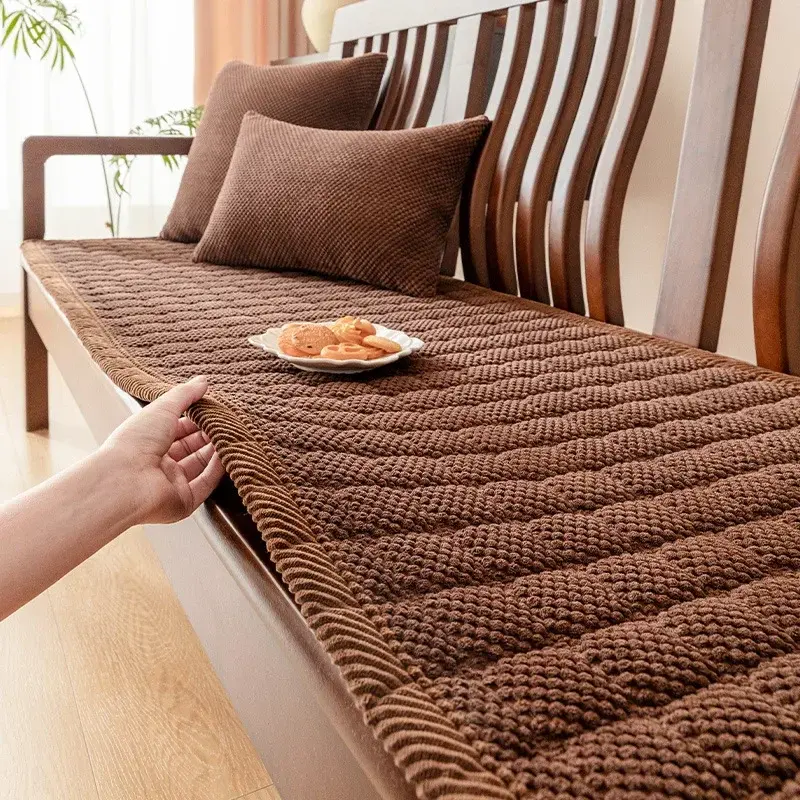 Corduroy Sofa Cushion Non-Slip Thickened Living Room Sofa Decorative Cover Cloth Warm Dust Soft Velvet Backrest Armrest Towels