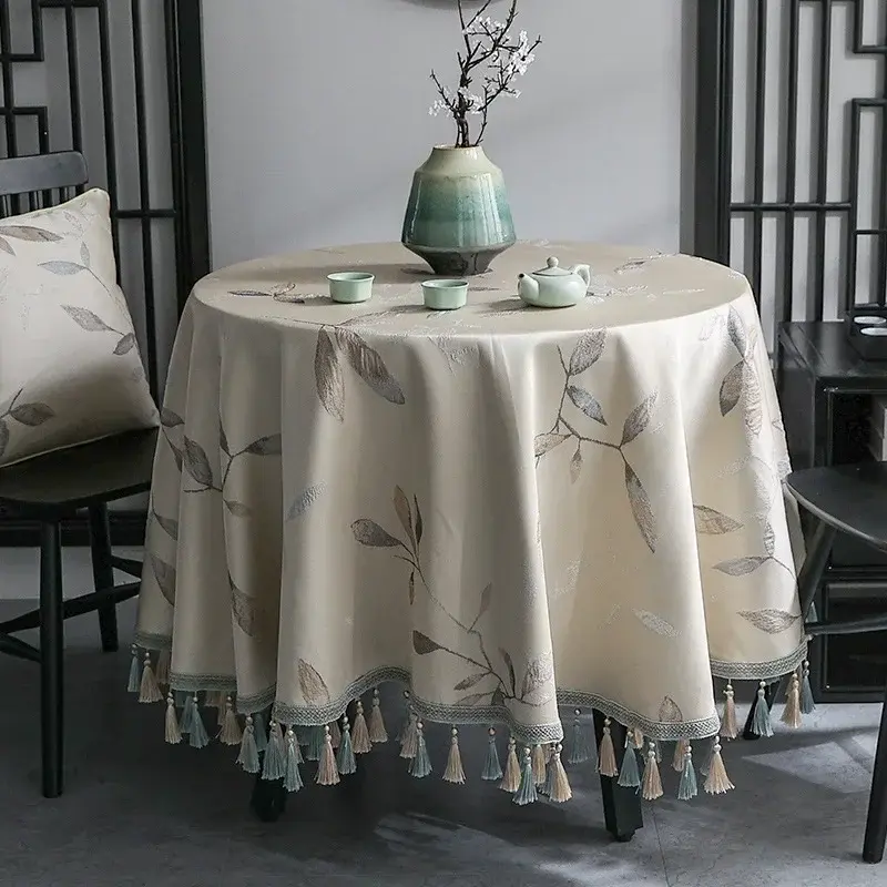 Round Classic Tablecloth Anti-stain Cover Cotton Linen Dining Table Cover Coffee Wedding Table Decoration Bistro European Style