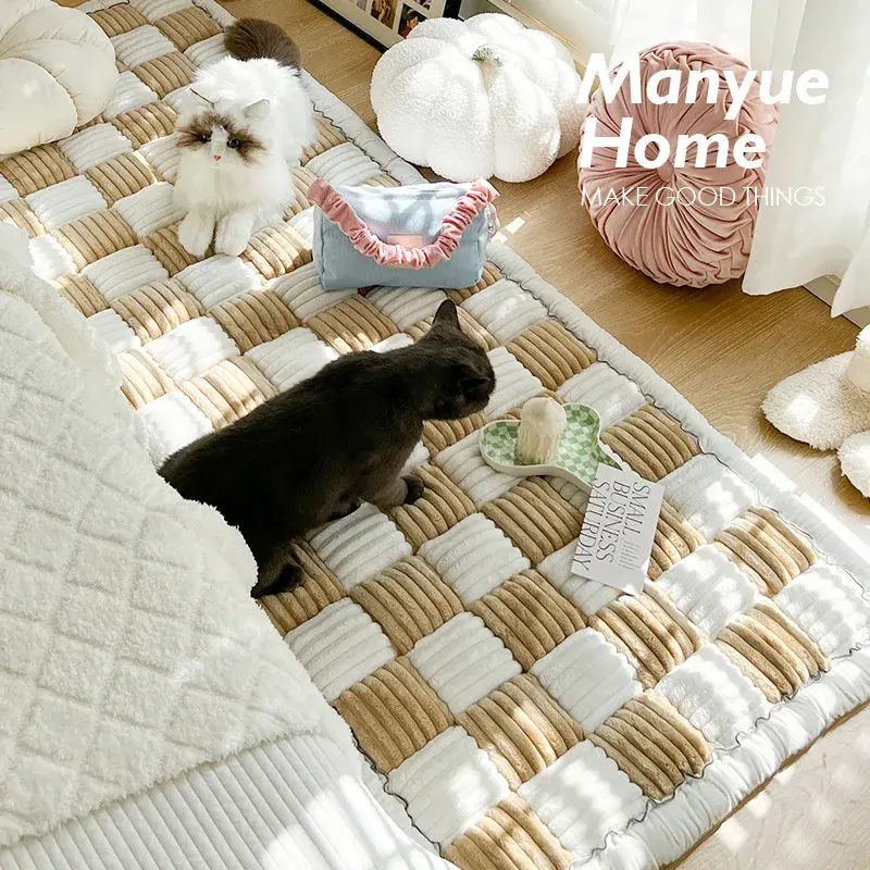 Garden Protective Couch Cover Thicken Plush Dog Bed Mat Warm Pet Cat Scratchable Blanket Anti-slip Washable Cushion Sofa Cover