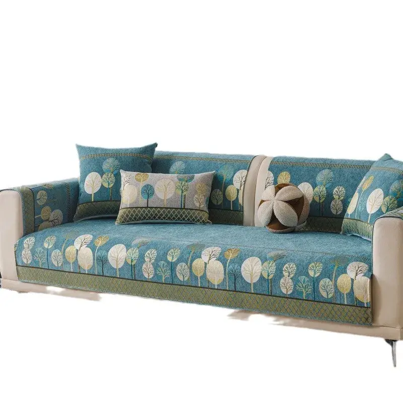 Modern Minimalist Ethnic Style Sofa Cushion 2024 New Chenille Four Seasons Universal Non Slip Seat Cushion Cover Cloth Towel