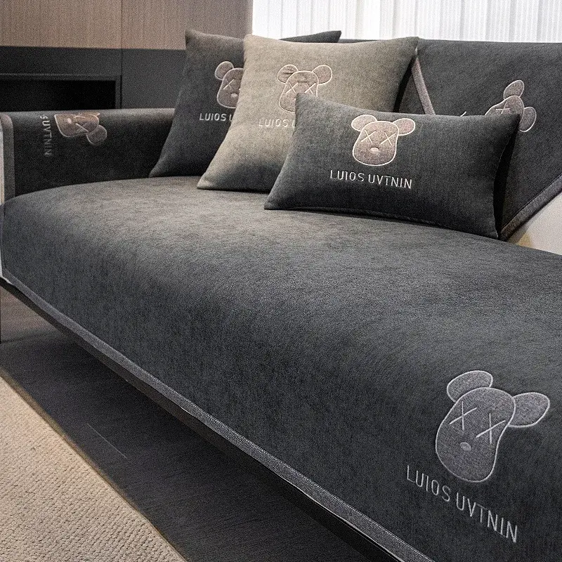 High-grade Sofa Cover Towel Chenille Non-Slip Sofa Covers For Living Room Modern Four Seasons Universal Couch Cover Solid Color