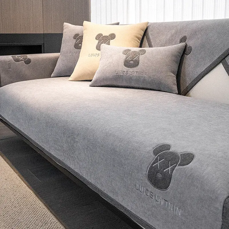 High-grade Sofa Cover Towel Chenille Non-Slip Sofa Covers For Living Room Modern Four Seasons Universal Couch Cover Solid Color