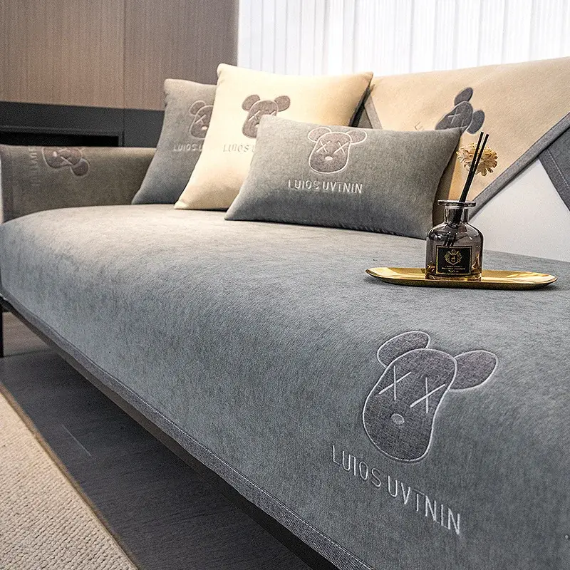 High-grade Sofa Cover Towel Chenille Non-Slip Sofa Covers For Living Room Modern Four Seasons Universal Couch Cover Solid Color