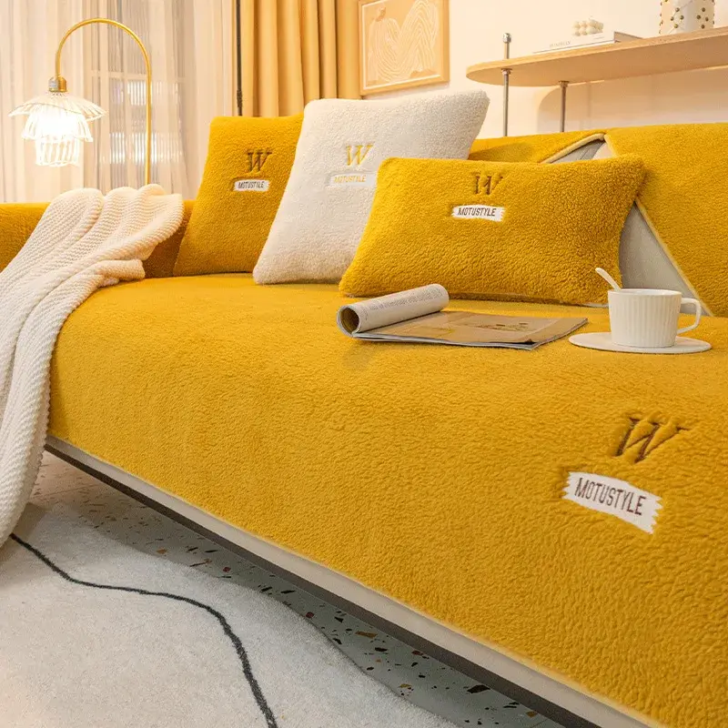 Nordic Sofa Cover Anti-skid Thickened Plush Cushion Warm Cover Simple Imitation Cashmere Sofa Towel Cushion Cover For Leather