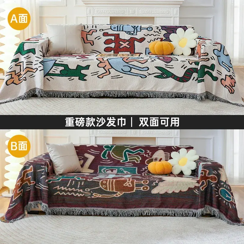 Nordic Tassel Sofa Towel Four Season Sofa Cover Dust Anti-cat Scratch Protection Cover Couch Cover Blanket Carpet Travel Rug
