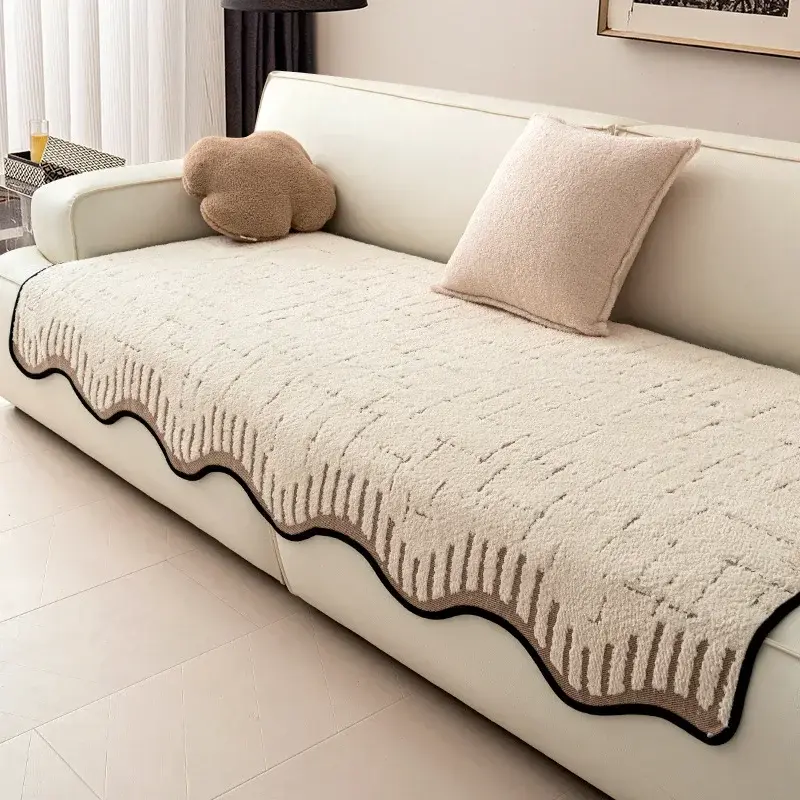 Winter Alien-shaped Sofa Cushion Thickened Anti-slip Soft Plush Couch Cover For Living Room Bay Window Pad L-shaped Sofa Decor