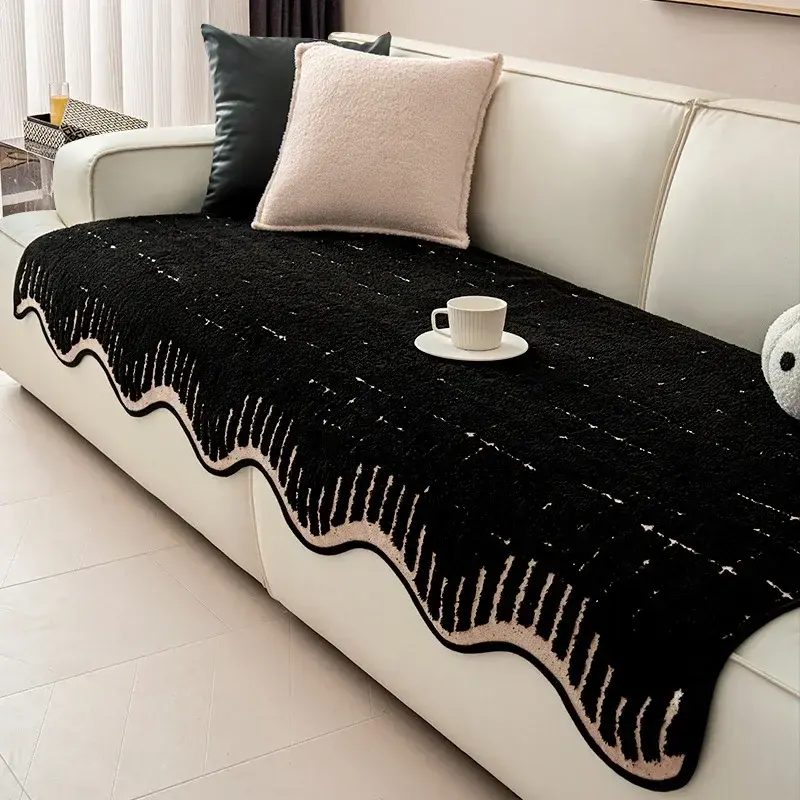 Winter Alien-shaped Sofa Cushion Thickened Anti-slip Soft Plush Couch Cover For Living Room Bay Window Pad L-shaped Sofa Decor