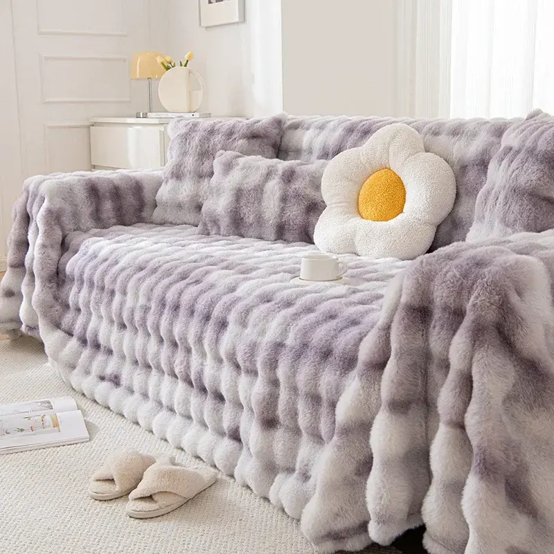 Sofa Cushion Cover with Winter Thickened Plush Full Multifunctional Cushion Nap Blanket Essential for Lazy People Easy To Clean