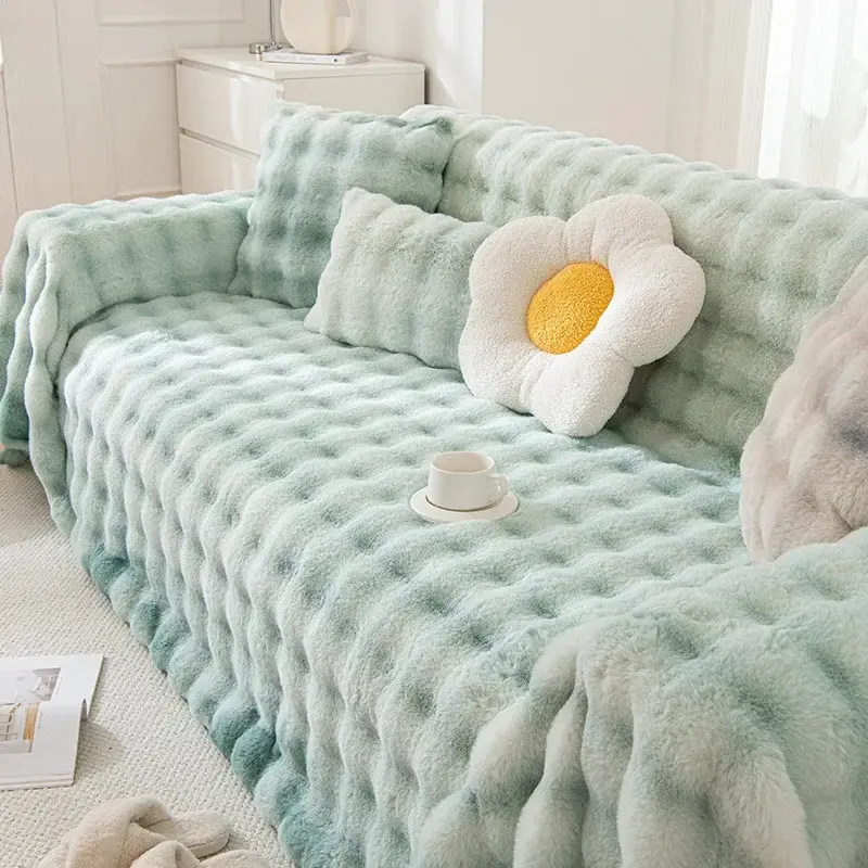 Sofa Cushion Cover with Winter Thickened Plush Full Multifunctional Cushion Nap Blanket Essential for Lazy People Easy To Clean