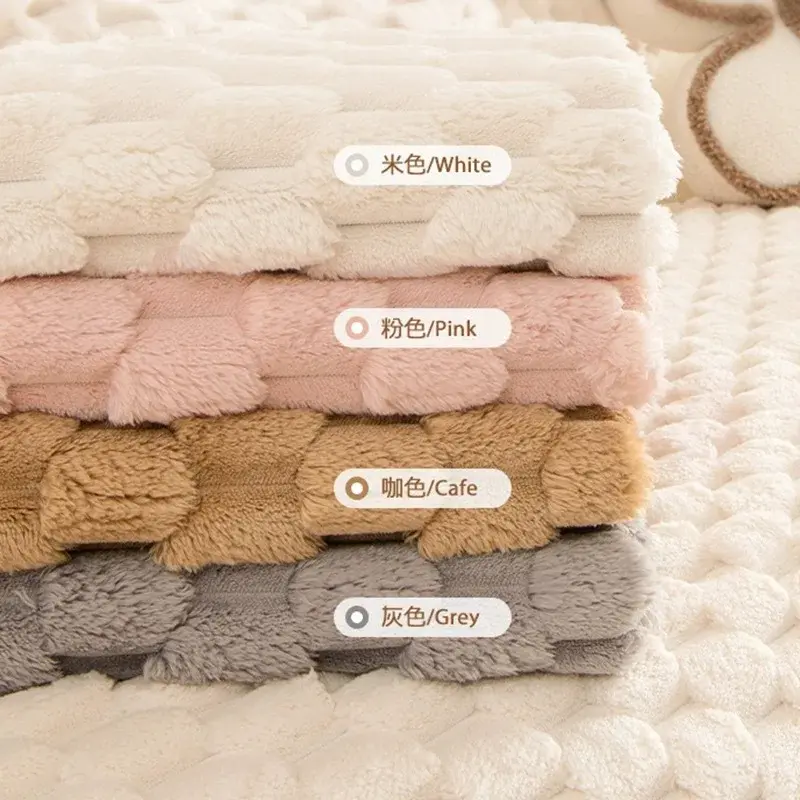 Winter Cream Wind Sofa Cushion Warm Thickened European Style Anti-skid Sofa Cover Solid Color Honeycomb Velvet Backrest Towel