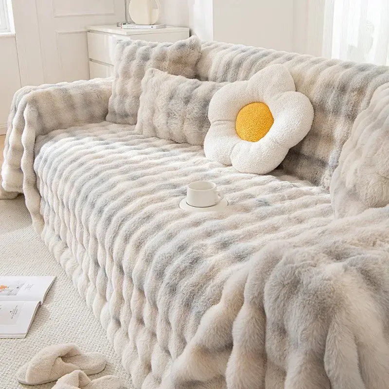 Sofa Cushion Cover with Winter Thickened Plush Full Multifunctional Cushion Nap Blanket Essential for Lazy People Easy To Clean