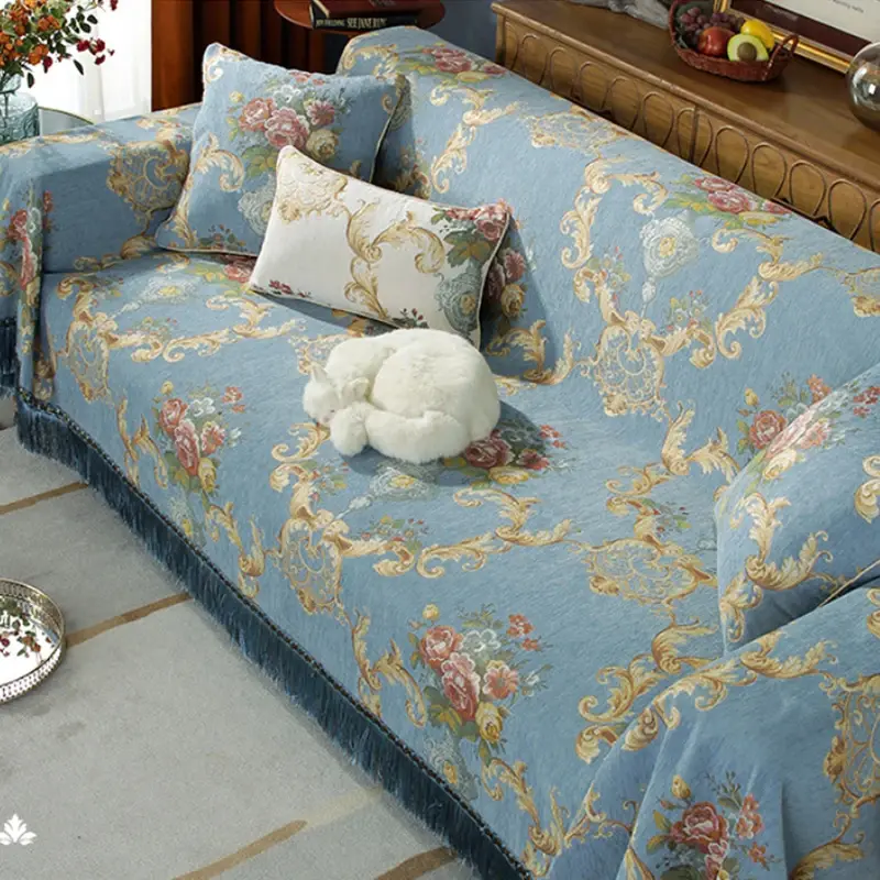 European Four Seasons Simple Tassel Sofa Towel Chenille Blanket Anti-cat Scratch Sofa Cover Leather Sofa Cover