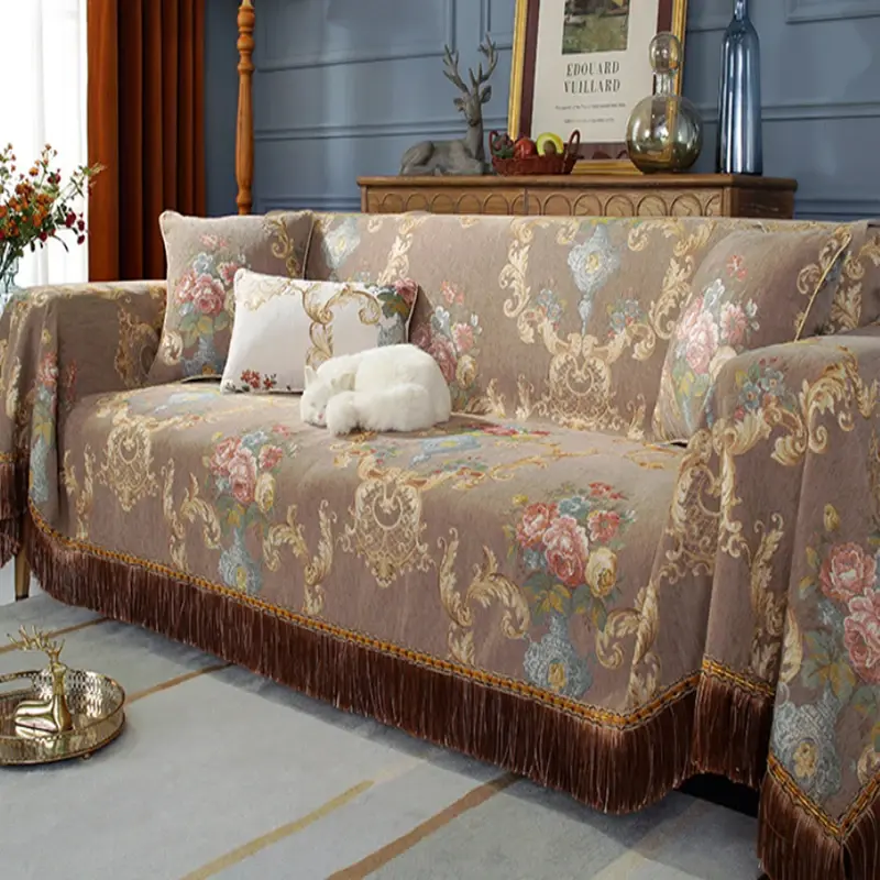 European Four Seasons Simple Tassel Sofa Towel Chenille Blanket Anti-cat Scratch Sofa Cover Leather Sofa Cover