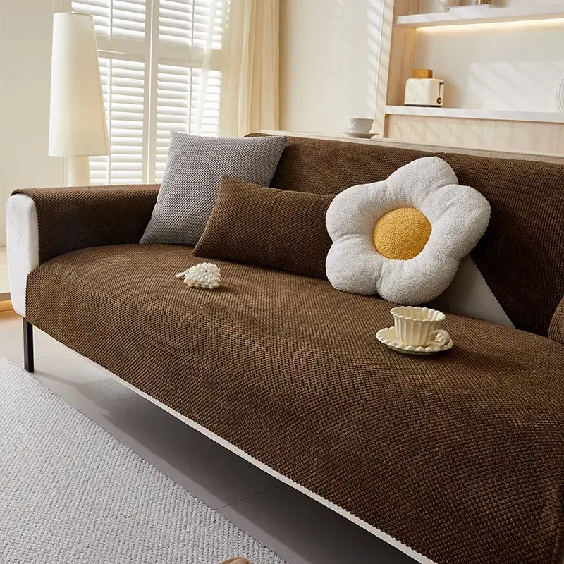 Corduroy Weaving Sofa Cover Non-slip Universal Sofa Mat Autumn Winter Thickening Couch Cover Solid Color Simplicity Sofa Cushion