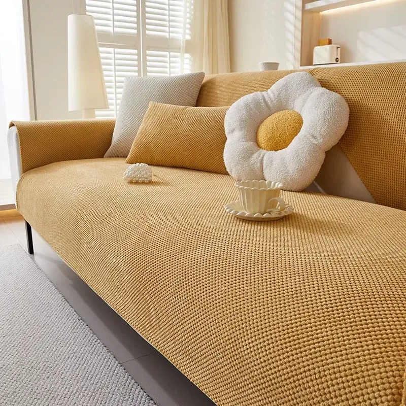 Corduroy Weaving Sofa Cover Non-slip Universal Sofa Mat Autumn Winter Thickening Couch Cover Solid Color Simplicity Sofa Cushion