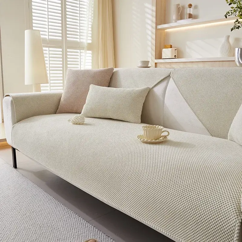 Corduroy Weaving Sofa Cover Non-slip Universal Sofa Mat Autumn Winter Thickening Couch Cover Solid Color Simplicity Sofa Cushion