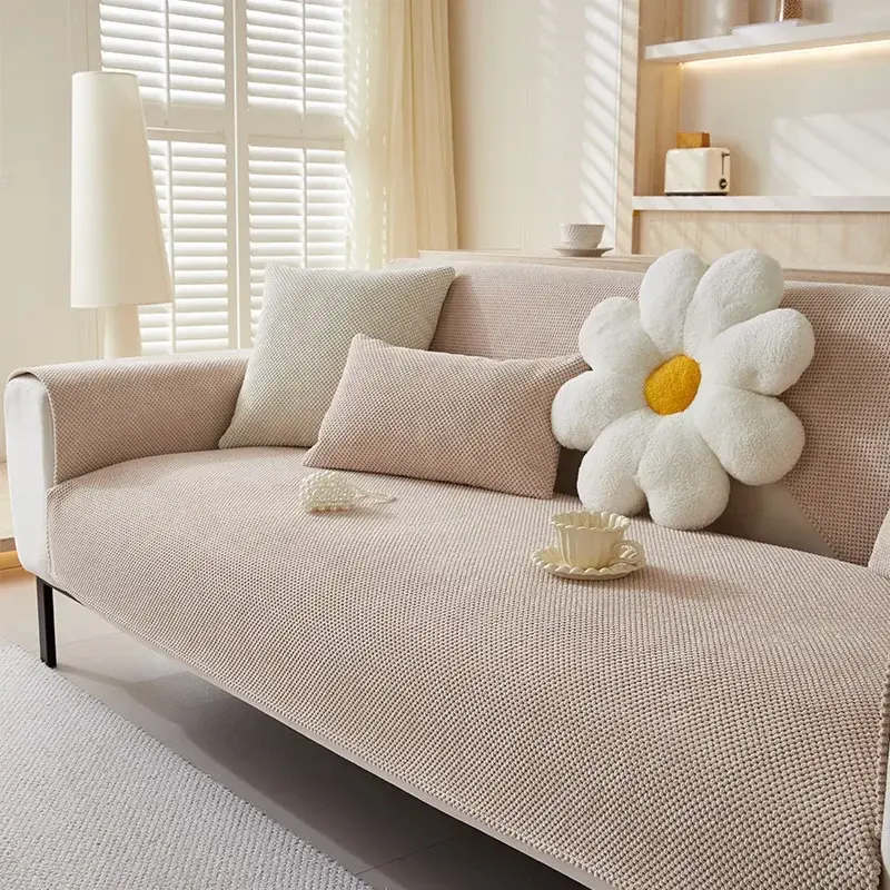 Corduroy Weaving Sofa Cover Non-slip Universal Sofa Mat Autumn Winter Thickening Couch Cover Solid Color Simplicity Sofa Cushion