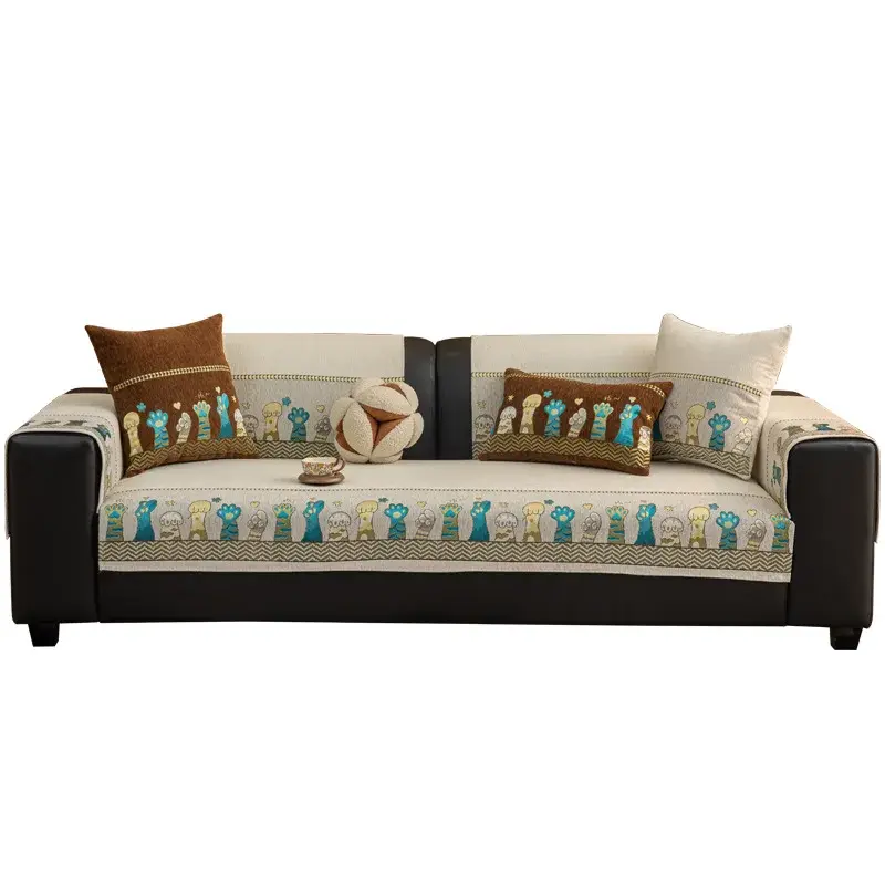 New Light Luxury Versatile Chenille Jacquard Sofa Mat Four Season Universal Anti Slip Sofa Cover Cloth Backrest Cushion Cloth