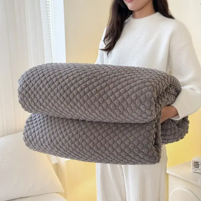 Thick Shawl Blanket Warm Soft Blanket Living Room Decorative Blanket Fluffy SofaBlanket OverSize Coral Fleece Bedspread for Home