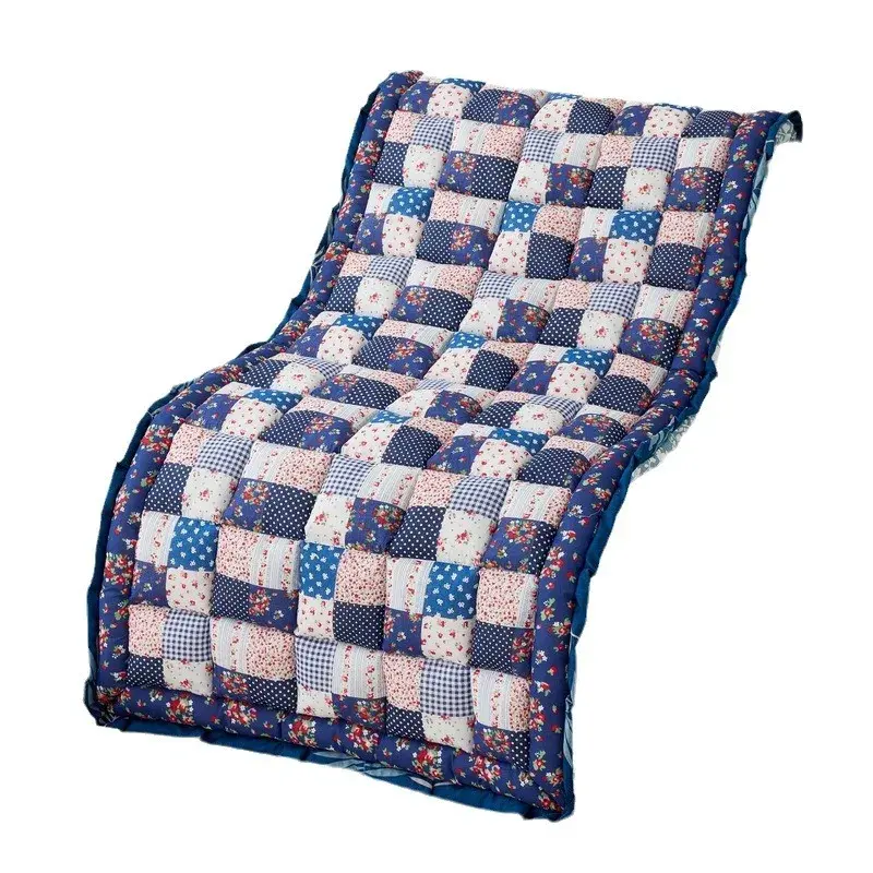 Retro Pastoral Cotton Thicken Sofa Cushion, Plaid Quilted Rug, Sofa Covers for Living Room, Non-Slip Couch Cushion, Tatami Mat