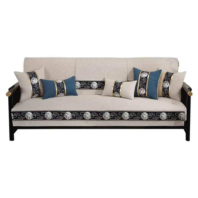 Chinese Non-slip Sofa Cover Solid Wood Leather Sofa Cushion Modern Simple 4 Season Universal Home Protection Cover Couch Cover