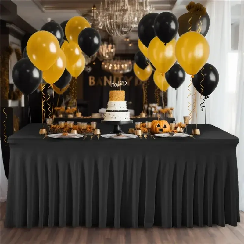 Solid Color Conference Tablecloth Exhibition Table Cover Rectangular Hotel Banquet Table Skirt New Milk Silk Elastic Tablecloth