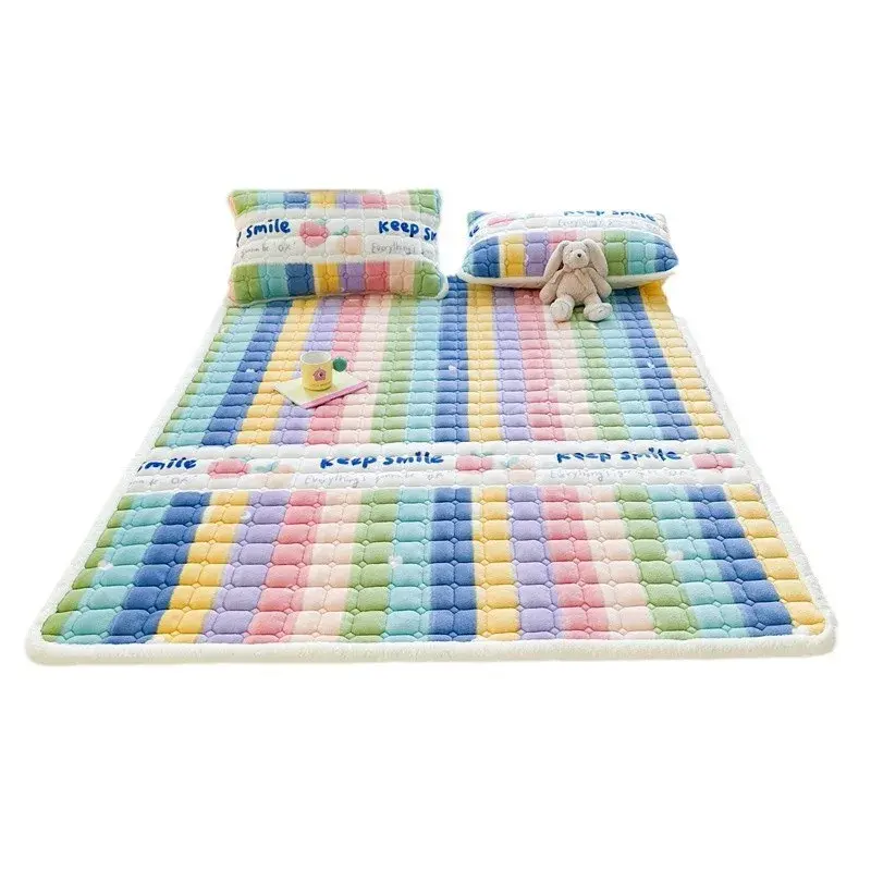 Winter Soft Thick Flannel Mattress Toppers Dormitory Single Double Bedspread Warm Bed Sheets Mattress Cover Fold Tatami Thin Mat