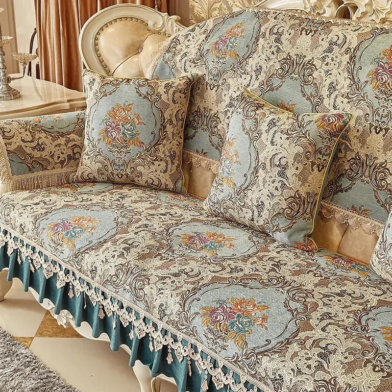 European Non-slip Sofa Cushion Cover Four Seasons Universal Sofa Towel Backrest Pillowcase Cover Towel Embroidery Lace Jacquard