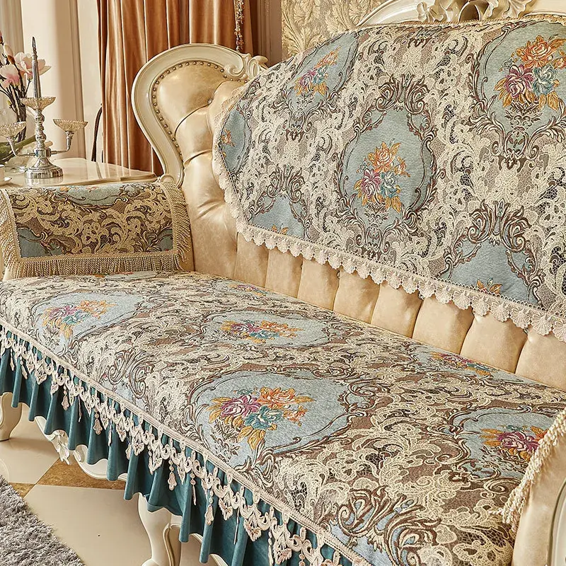 European Non-slip Sofa Cushion Cover Four Seasons Universal Sofa Towel Backrest Pillowcase Cover Towel Embroidery Lace Jacquard
