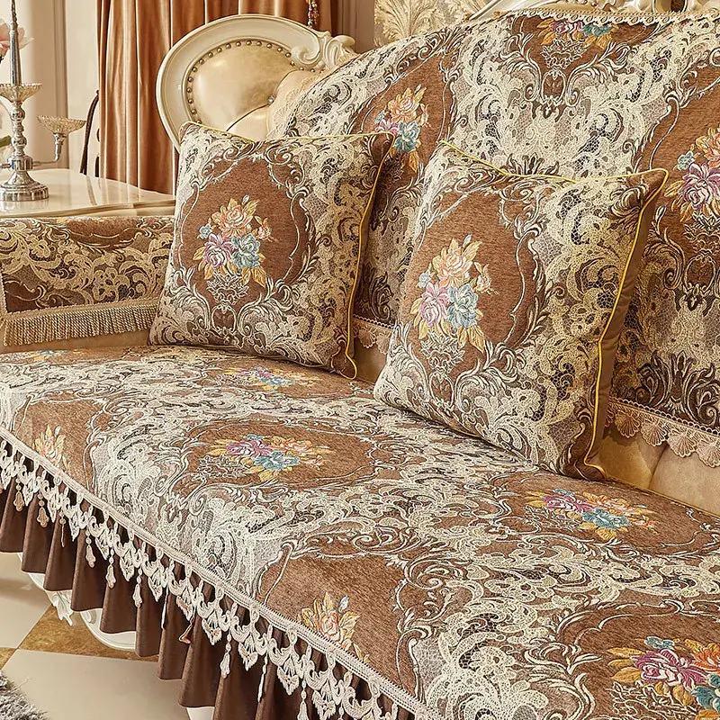 European Non-slip Sofa Cushion Cover Four Seasons Universal Sofa Towel Backrest Pillowcase Cover Towel Embroidery Lace Jacquard